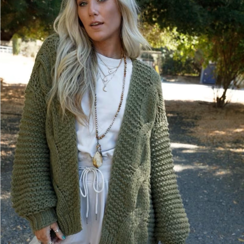 Chunky Knit Olive Green Sweater